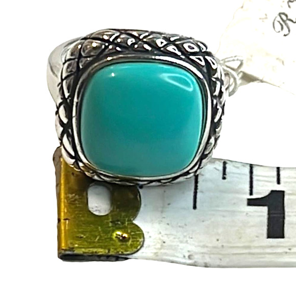 R. H. Macy Silver & Turquoise Square Necklace, NWT! - Picture 4 of 4